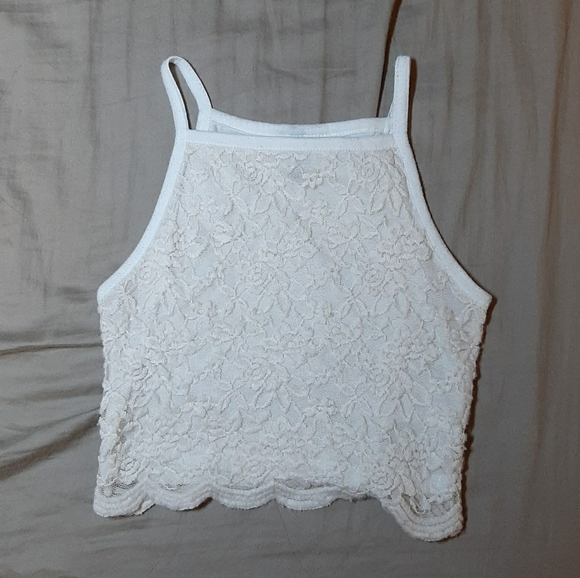 White lace halter cami top - Picture 2 of 2